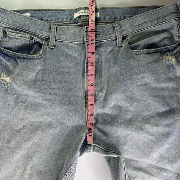 Pacsun Skinny Jeans Mens Sz 36 x 30 Light Wash Distressed Denim Blue Knee Holes - Picture 11 of 13